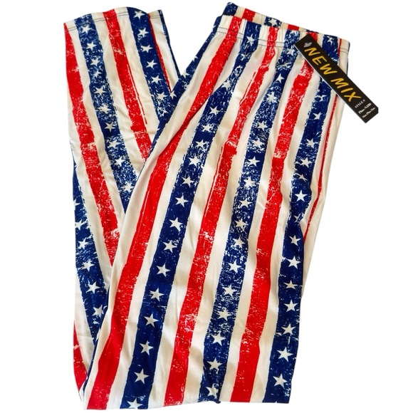 4th of July Ultra Soft Leggings, Vintage Stars and Stripes - Picture 2 of 3